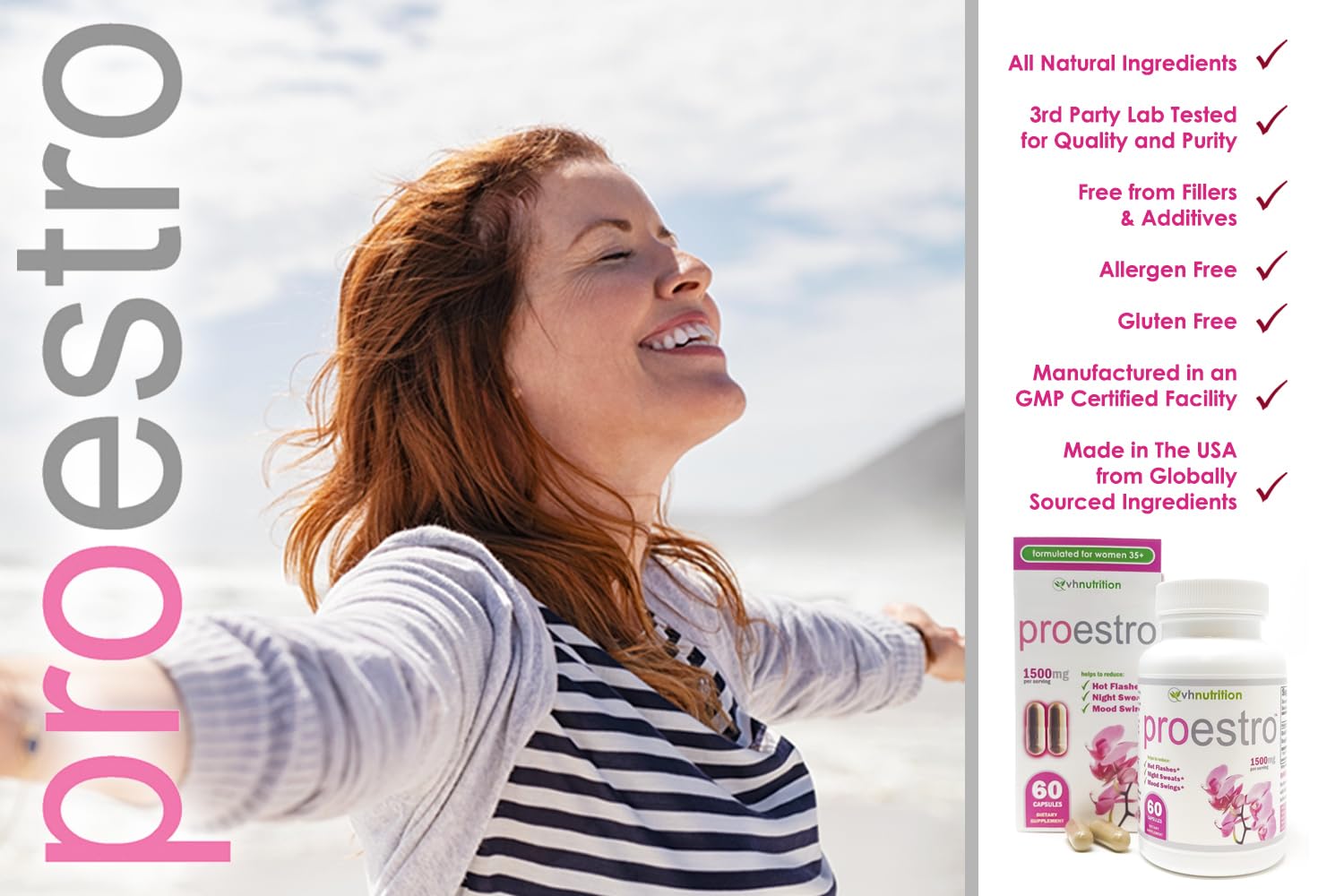 VH Nutrition PROESTRO | Estrogen Support* Supplement for Women | Extra Strength Hormone Balance* for Her | 60 Capsules in Easy to Swallow Pills VH NutritionAu supplements