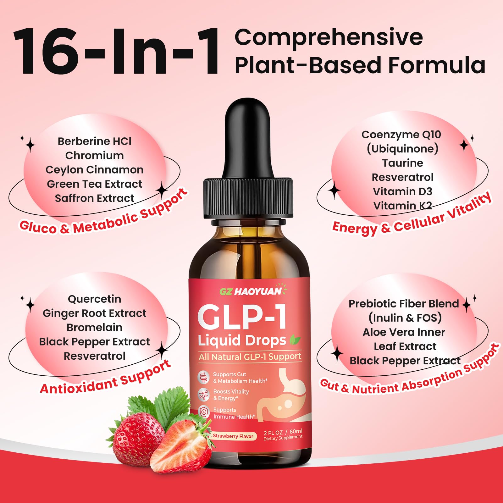 2 Pack GLP-1 Supplement, 16-in-1 GLP-1 Liquid Drops with Berberine, Ceylon Cinnamon, Green Tea, Chromium & Resveratrol, Naturally GLP 1 Support for Metabolism, Gut Digestion, Stawberry Flavor, 4 Fl Oz GZ HAOYUANAu supplements