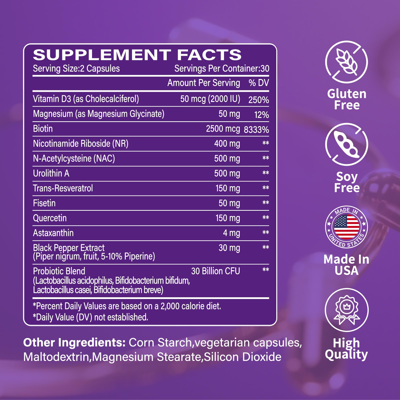Ecliptron NAD+ Supplement for Women & Men 1800mg - Liposomal NAD Plus with Nicotinamide Riboside & Resveratrol, Anti-Aging | Mitochondrial Health | Radiant Skin - 60 Capsules EcliptronAu supplements