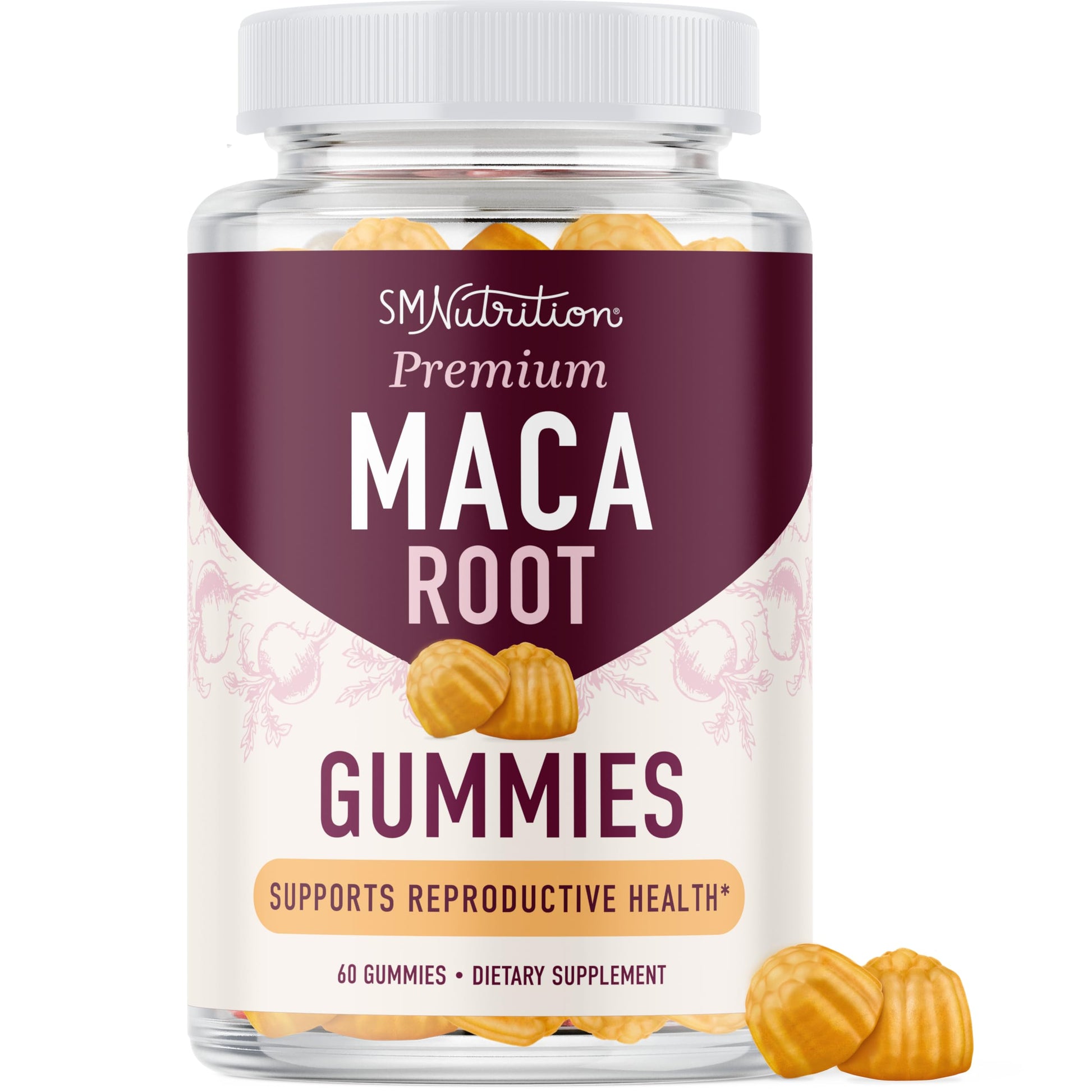 Maca Root Gummies with Natural Peach Flavor | Drive, Performance & Energy Support | Hormone Balance for Women and Men | Herbal Supplements 200MG Extra Strength | Vegetarian, Non-GMO | 60 Gummies SMNutritionAu supplements