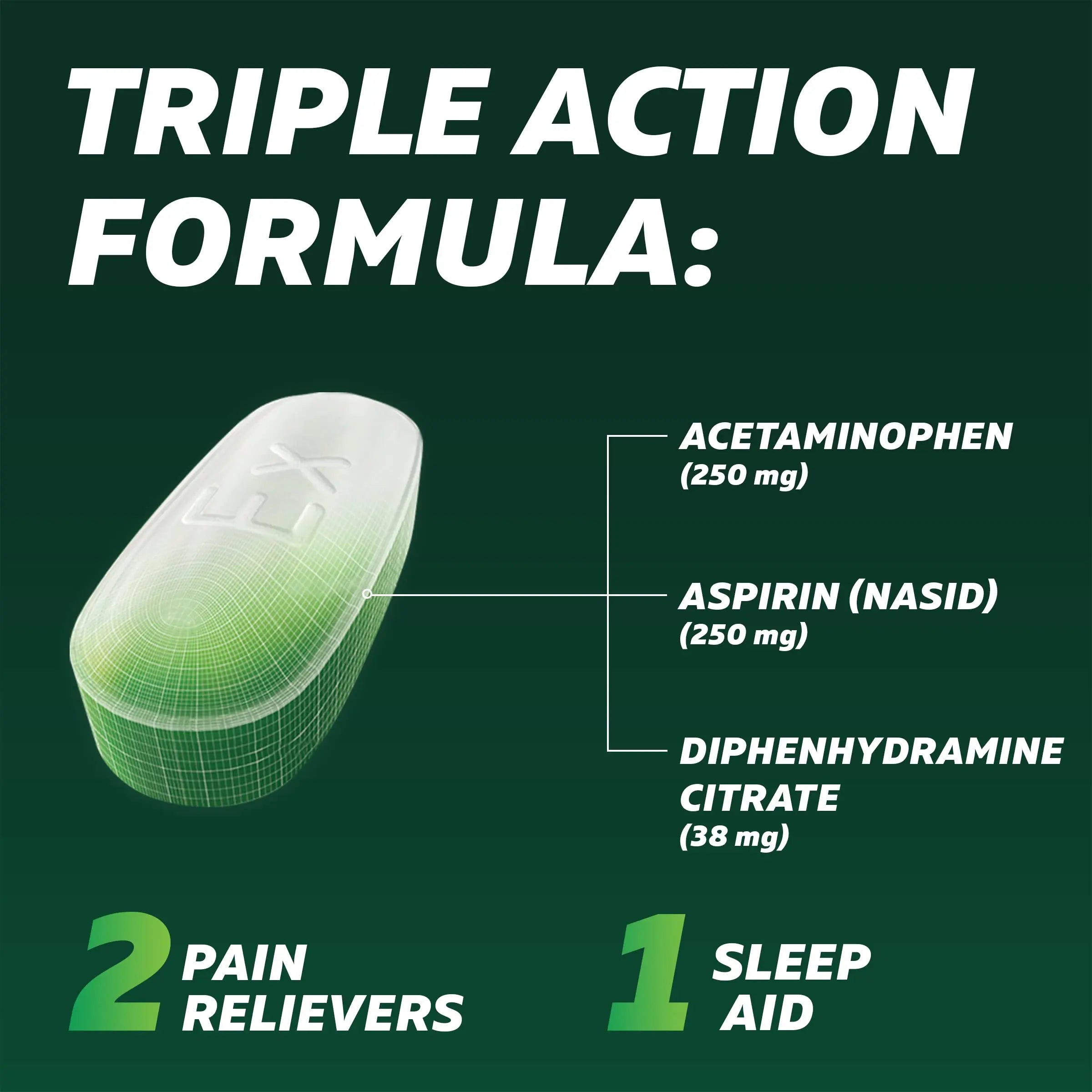 Excedrin PM for Headache Relief, Acetaminophen 250mg, Aspirin 250mg, Diphenhydramine Citrate 38mg, Pain Reliever, Nighttime Sleep-Aid, 100 Count ExcedrinAu supplements