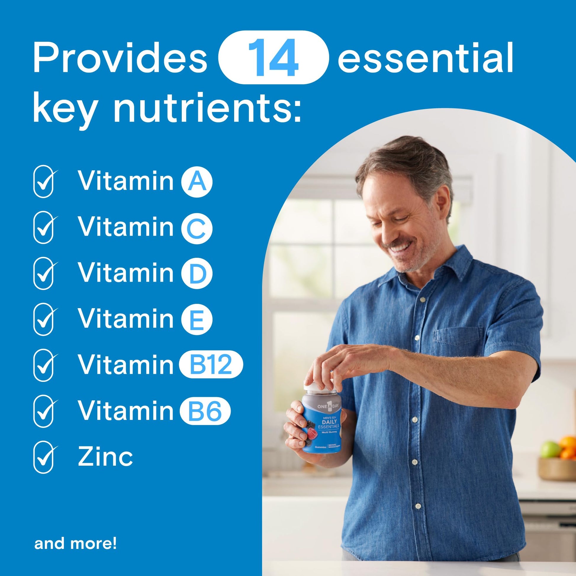 One A Day Men’s 50+ Daily Essentials Multivitamin Gummies, Multivitamin for Men Over 50, Fruit Medley Flavor, 120 Gummies ONE A DAYAu supplements