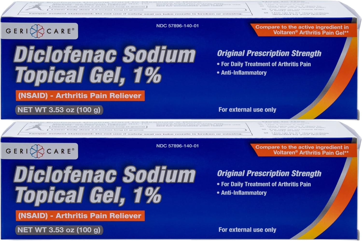 GeriCare Topical Arthritis Pain Relief Gel Diclofenac Sodium 1% (NSAID) Hand Wrist Elbow Foot Ankle Knee Extra-Strength Pain Reliever- Anti-inflammatory Arthritis Pain Treatment, 3.53oz (2 Pack) GeriCareAu supplements
