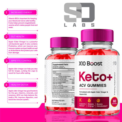 X10 Boost Keto ACV Gummies Advanced Weight Loss, X10 Boost Keto + ACV 1000mg Apple S.O LabsUS supplements
