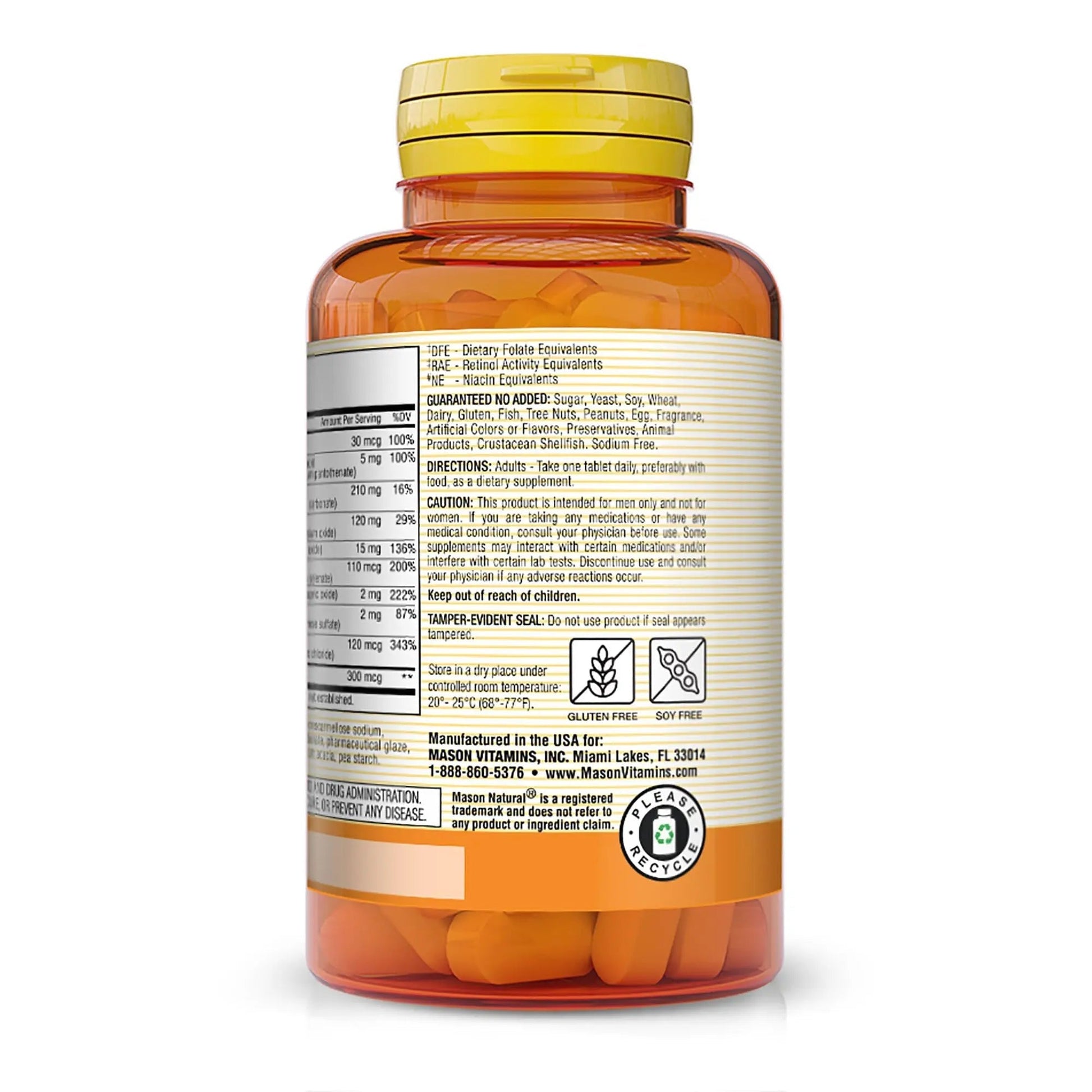 MASON NATURAL, Mens Daily Formula Equivalent to One a Day Mens Brand Tablets - 100 ea MASON NATURALAu supplements