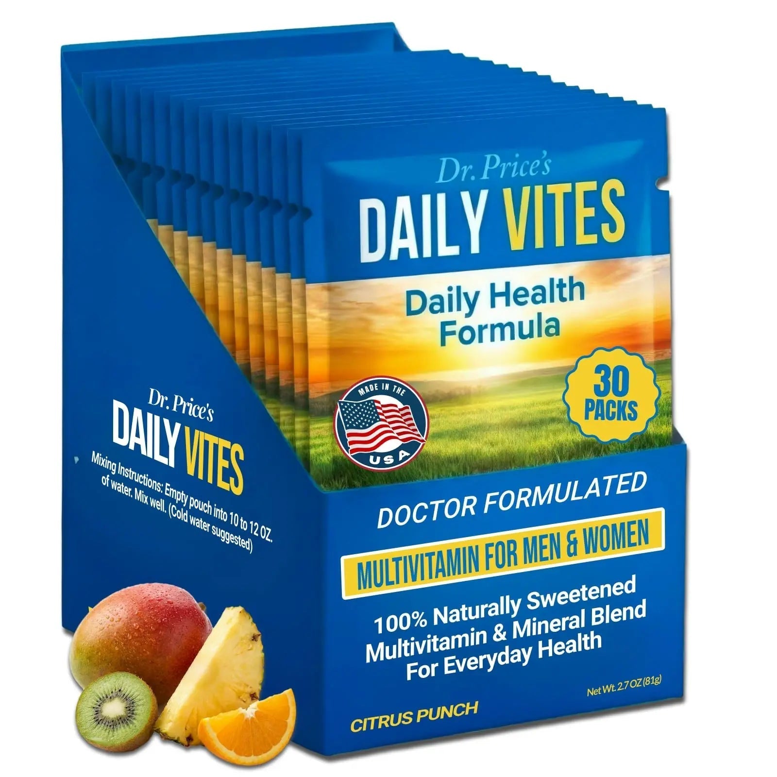 Dr. Price's Multivitamin for Women and Men | Tropical 30 Servings | Daily Supplement Powder with Vitamin C, B Complex & Minerals | Dr. Price's VitaminsAu supplements