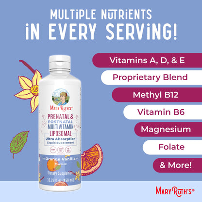 MaryRuth Organics Prenatal & Postnatal Multivitamin for Women | Sugar Free | Formulated for Pre-Conception, Pregnancy & Nursing | Prenatal Vitamins | Vegan | Non-GMO | Gluten Free | 30 Servings MARYRUTH'SUS supplements