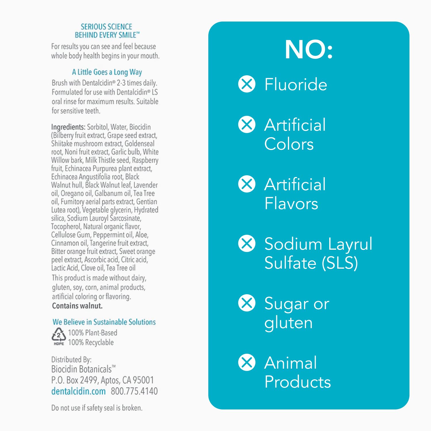 Biocidin Dentalcidin Fluoride Free Teeth Whitening Toothpaste for Adults - Plant-Based Toothpaste - Promote a Healthy Oral Microbiome, Remove Biofilm Plaque (3 Oz) Bio-Botanical ResearchUS supplements