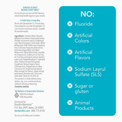 Biocidin Dentalcidin Fluoride Free Teeth Whitening Toothpaste for Adults - Plant-Based Toothpaste - Promote a Healthy Oral Microbiome, Remove Biofilm Plaque (3 Oz) Bio-Botanical ResearchUS supplements
