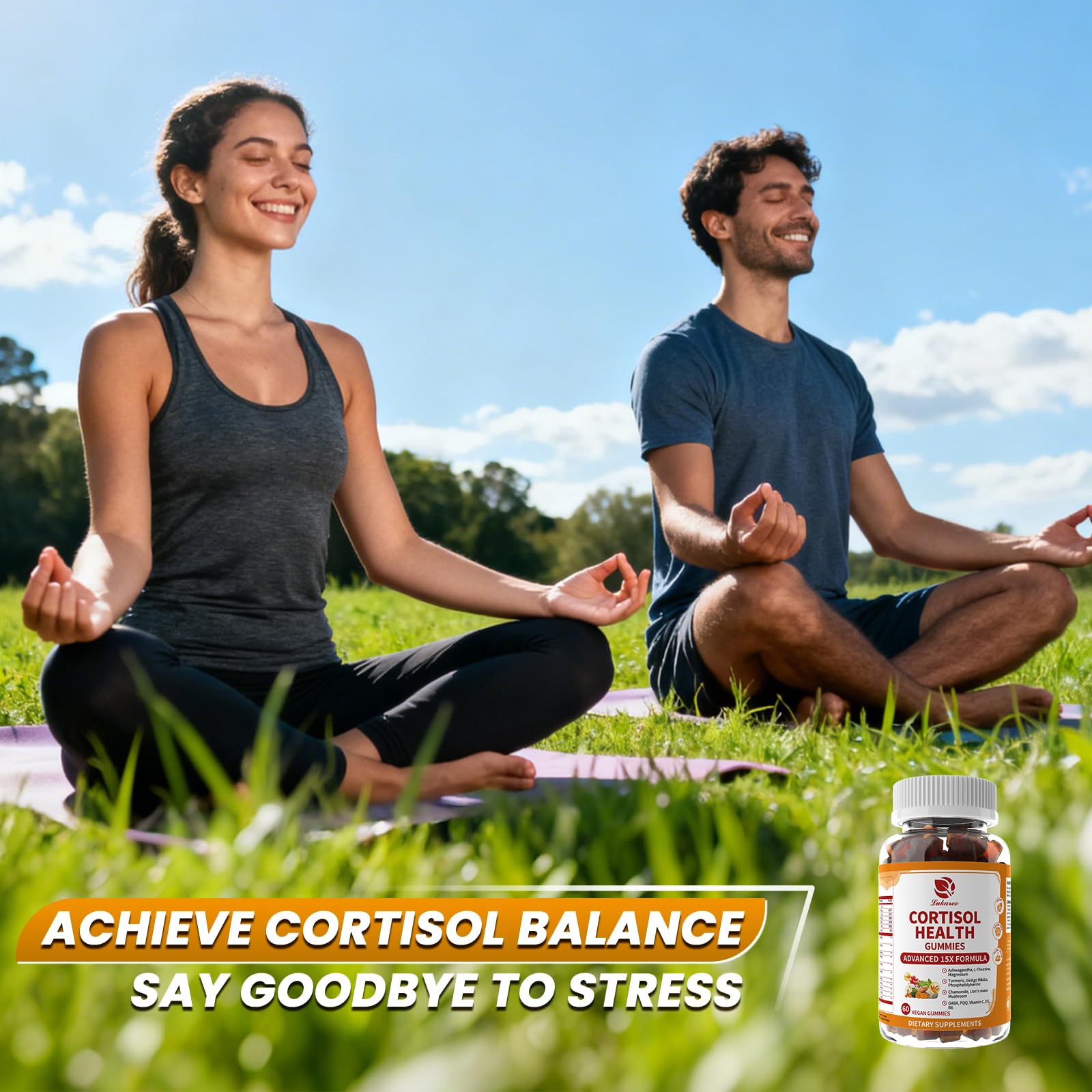 Lukaree Cortisol Supplements for Women & Men, 15 in 1 Cortisol Reducer Manager, Cortisol Calm Gummies with Ashwagandha, Magnesium, L-theanine, GABA - for Mood, Focus, Sleep - Vegan Sugar Free, 60 Ct. LukareeAu supplements