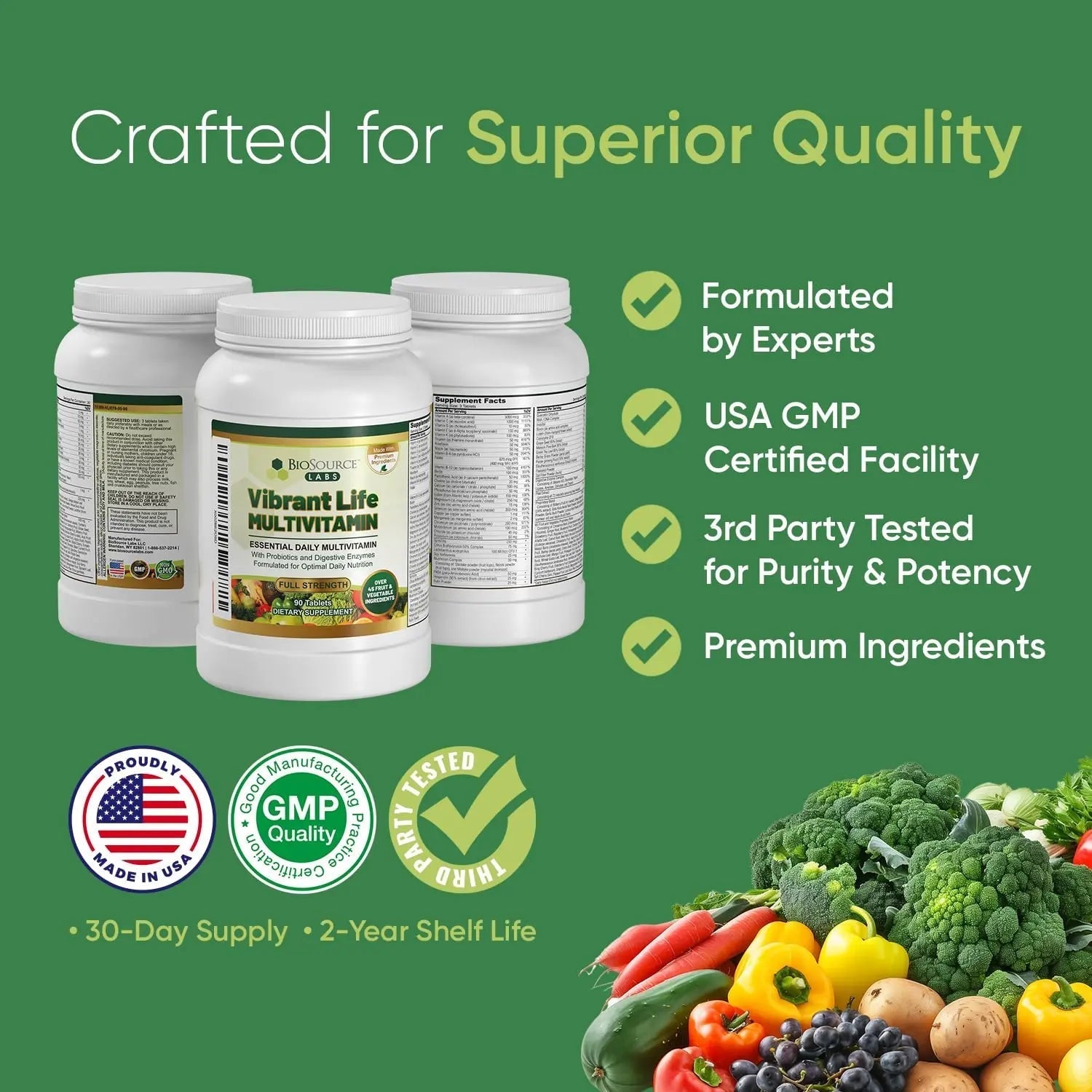 BioSource Labs Vibrant Life Multivitamin with Probiotics, Digestive Enzymes & B-Complex – Over 45 Fruits and Veggies BioSource LabsAu supplements