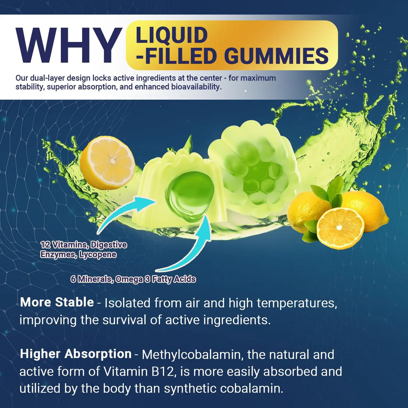 Mens Multivitamins Gummies with Vitamins A C D K E, B Complex, Omega-3, Digestive Enzymes, Lycopene, Calcium, Magnesium, Zinc WiszeenAu supplements