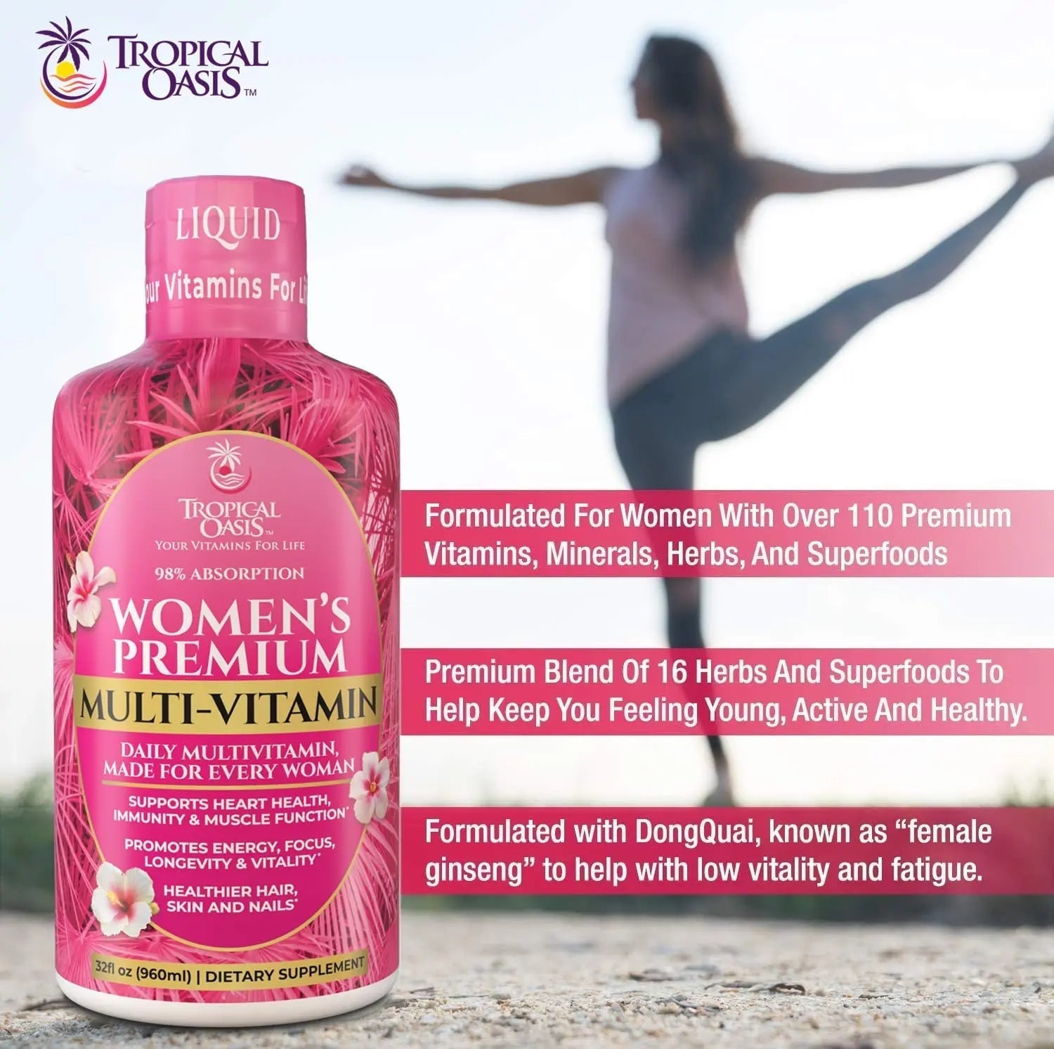 Premium Liquid Multivitamin for Women | Sugar Free Women’s Multivitamin | 100+ Vitamins, Minerals Tropical OasisAu supplements