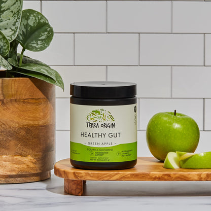 Healthy Gut Green Apple | 30-Servings with L-Glutamine, Zinc, Glucosamine, Slippery Elm Bark, Marshmallow Root and More! TERRA ORIGINUS supplements