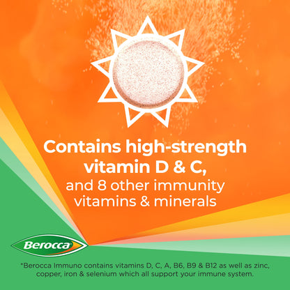 Berocca Immuno Effervescent Tablets, 11 Vitamins and Minerals, Including Vitamins D, C BeroccaUS supplements