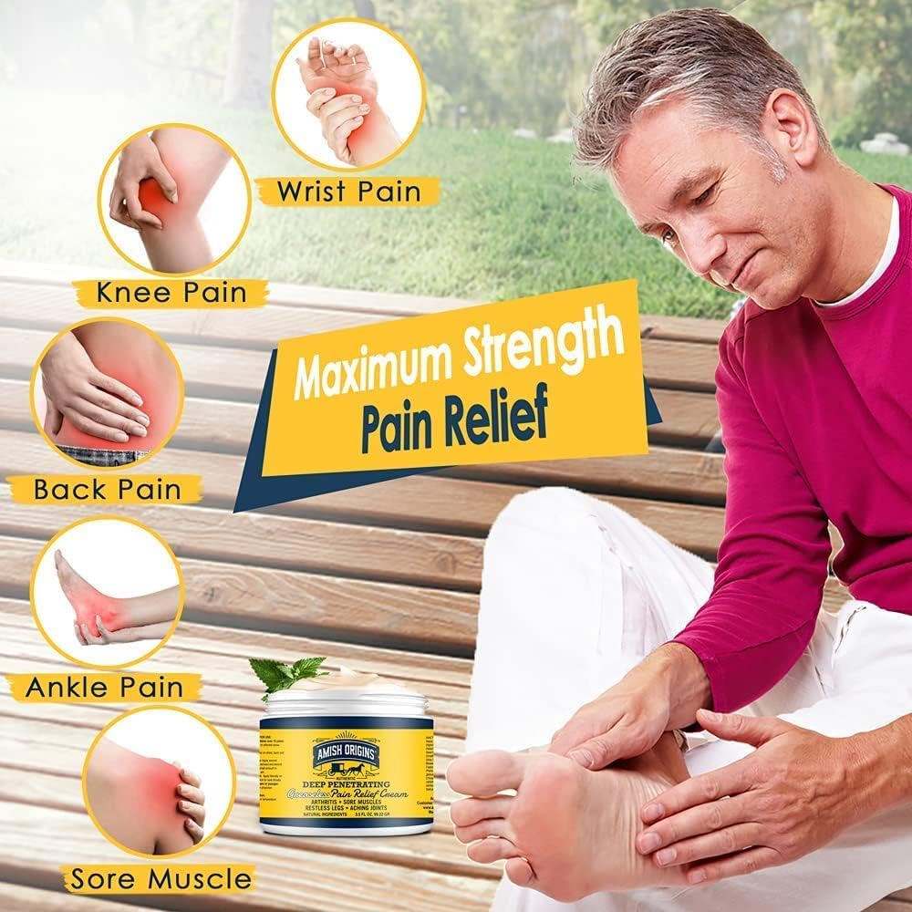 Amish Origins Arthritis Pain Relief Cream - 3.5 oz - Maximum Strength Deep Penetrating for Joint, Muscle, Knee, Back, Feet, Hand, Ankle, Aches, 1 Pack Amish OriginsAu supplements