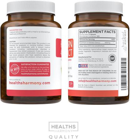 Hawthorn Berry Capsules - 4 Month Supply Digestion & Heart Health Supplement Healths HarmonyUS supplements