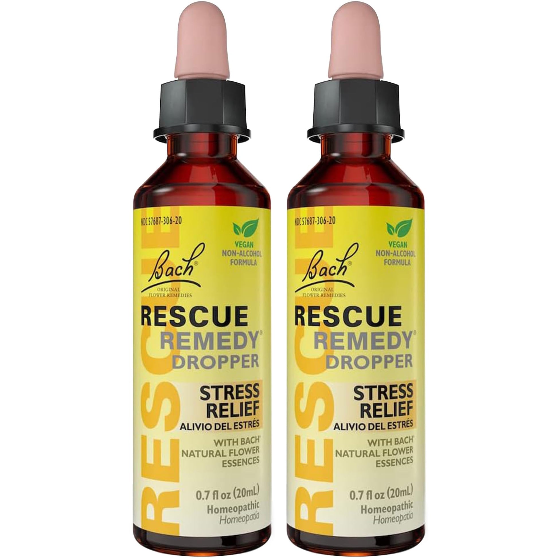 Bach RESCUE Remedy Dropper 20mL Bundle, Non-Alcohol Formula, Natural Stress Relief, Homeopathic RESCUEAu supplements
