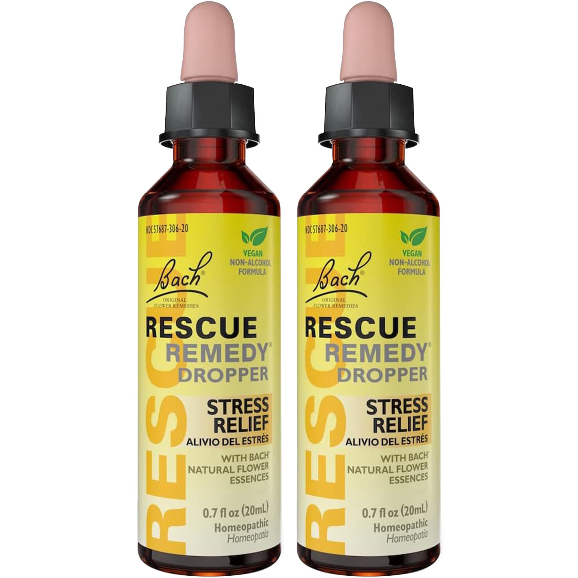 Bach RESCUE Remedy Dropper 20mL Bundle, Non-Alcohol Formula, Natural Stress Relief, Homeopathic RESCUEAu supplements