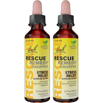 Bach RESCUE Remedy Dropper 20mL Bundle, Non-Alcohol Formula, Natural Stress Relief, Homeopathic RESCUEAu supplements