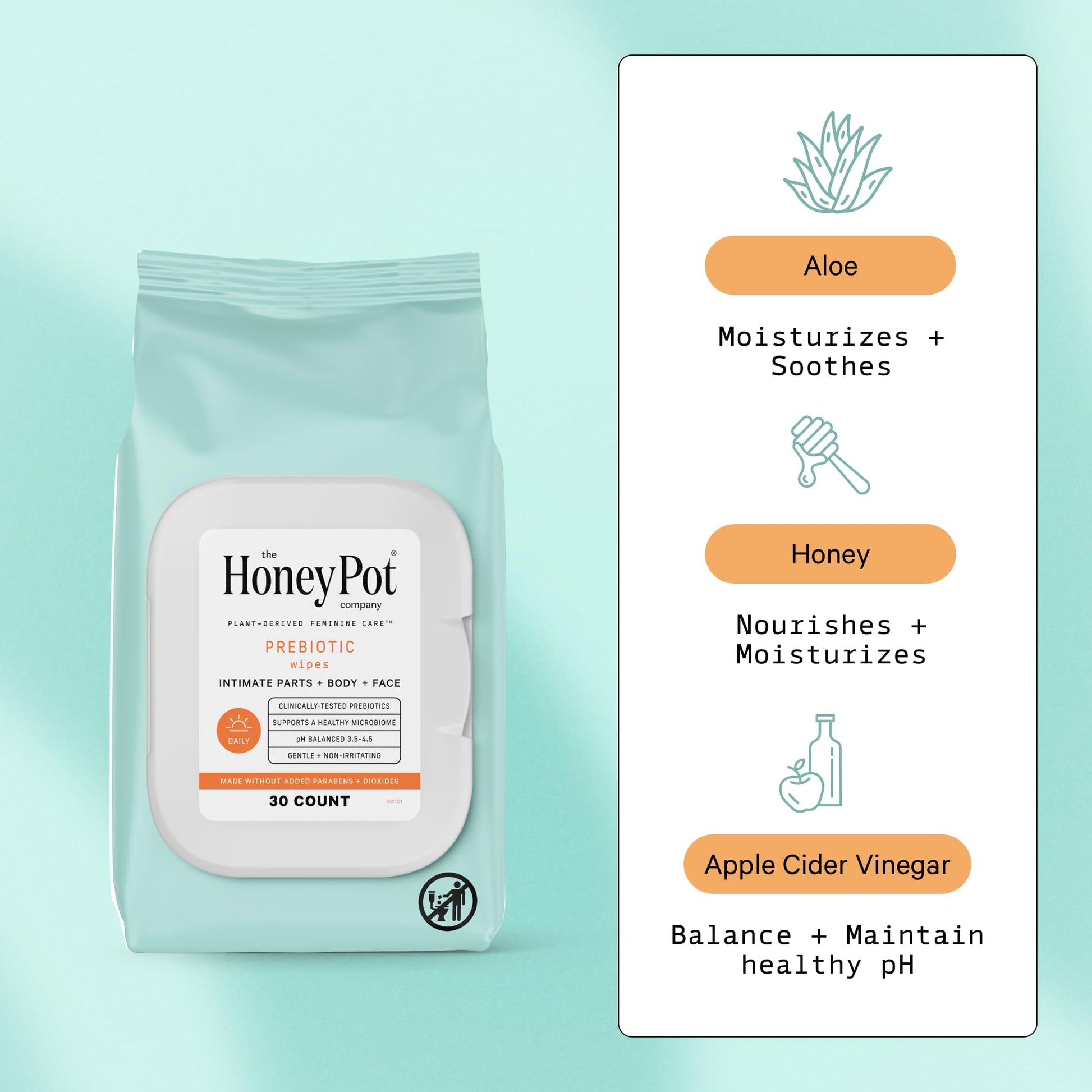 The Honey Pot Company - Prebiotic Feminine Wipes - Herbal Infused Feminine Hygiene Wipes The Honey Pot CompanyAu supplements