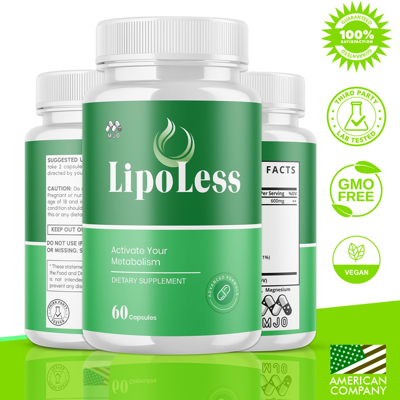 LipoLess Capsules, Official Lipo Less Supplement Pills with All Natural Ingredients, Advanced Formula for Optimal Health & Wellness Support with Premium Vitamins for Active Women & Men (60 Capsules) MJOAu supplements