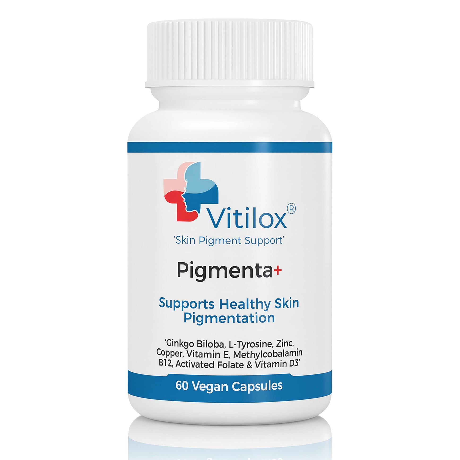 Vitilox Pigmenta+ Advanced, Skin Tone Support Supplement – 60 Tablets | 2 Months | Natural Vitiligo Skin Pigmentation Support | Reduce White Body Spots VitiloxAu supplements
