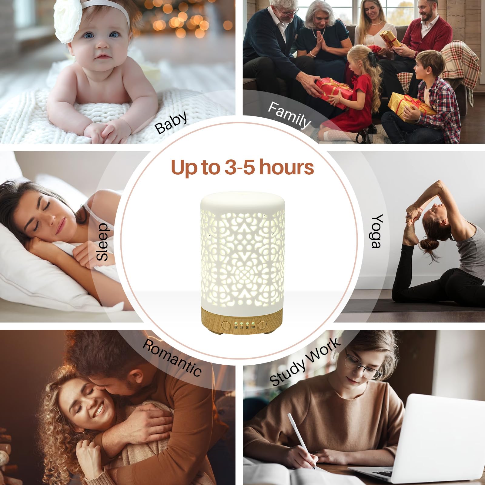 Essential Oil Diffusers, 100ml White Ceramic Diffuser with 7 LED Lights,Ultrasonic Aromatherapy homnasAu supplements