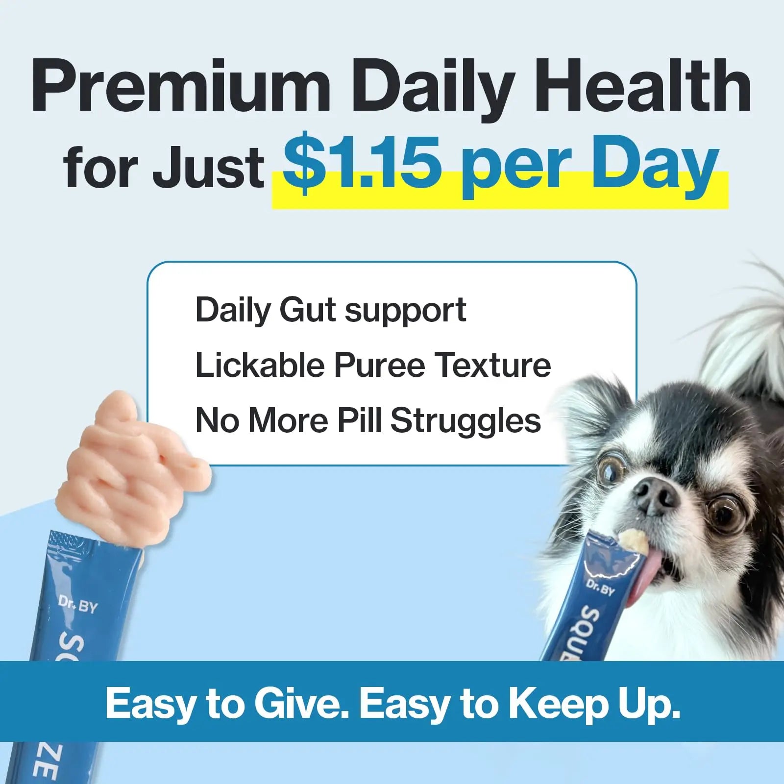Doctor By Squeeze Probiotics for Dogs Gut Health Immunity Skin&Allergy Care Diarrhea Relief Digestive Stomach Support with L. crispatus KT-11 Lickable Paste Formula Individually Packaged, Chicken Doctor Bynz supplements
