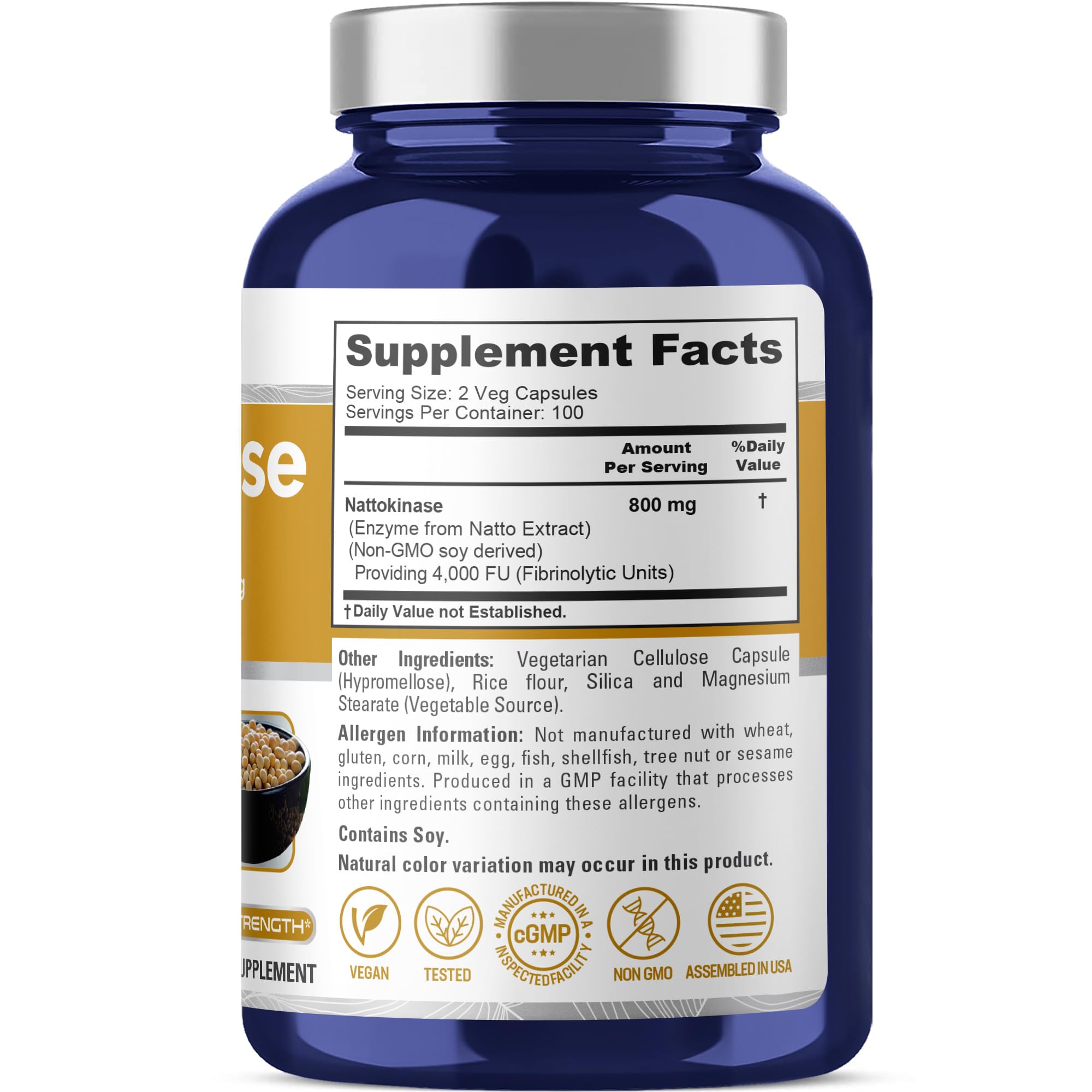 NusaPure Nattokinase 4000 FU 800mg, 200 Veggie Capsules (Vegan, Non-GMO) NusaPureAu supplements