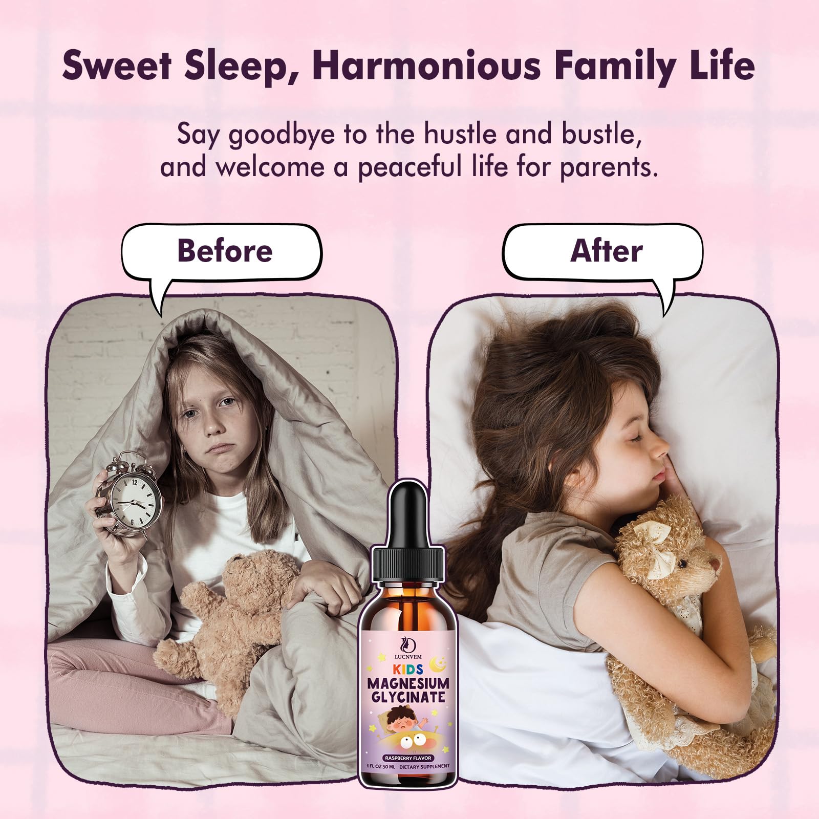 Kids Magnesium Glycinate Sleep Liquid Drops – Sleep & Calm Support with L-Theanine – Melatonin-Free, Sugar-Free Vegan Raspberry Supplement – 2 Bottles, 30ml Each LUCNVEMAu supplements