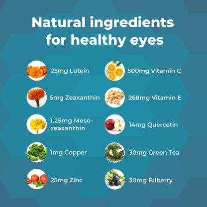 Natural Eye Health Vitamins with Bilberry Zeaxanthin Lutein - Macular Supp EyecheckUS supplements