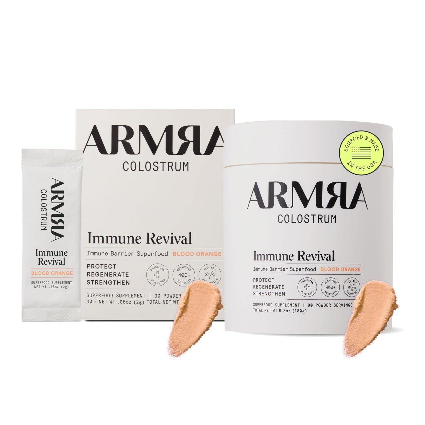 ARMRA Colostrum™ Premium Powder, Grass Fed, Gut Health Bloating Immunity Skin & Hair, Contains 400+ Bioactive Nutrients, Keto, Gluten & Fat Free (Blood Orange Bundle | 120 Servings) ARMRAUS supplements