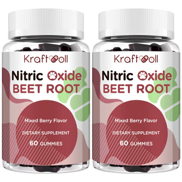 Kraftvoll Nitric Oxide Beet Root Gummies – Sugar-Free Beet Chewables, Mixed Berry Flavor with Grapeseed Powder, Pomegranate, Vitamin C & B12 – Nitric Oxide Supplements for Men – 60 Gummies (2 Bottles) KraftvollAu supplements