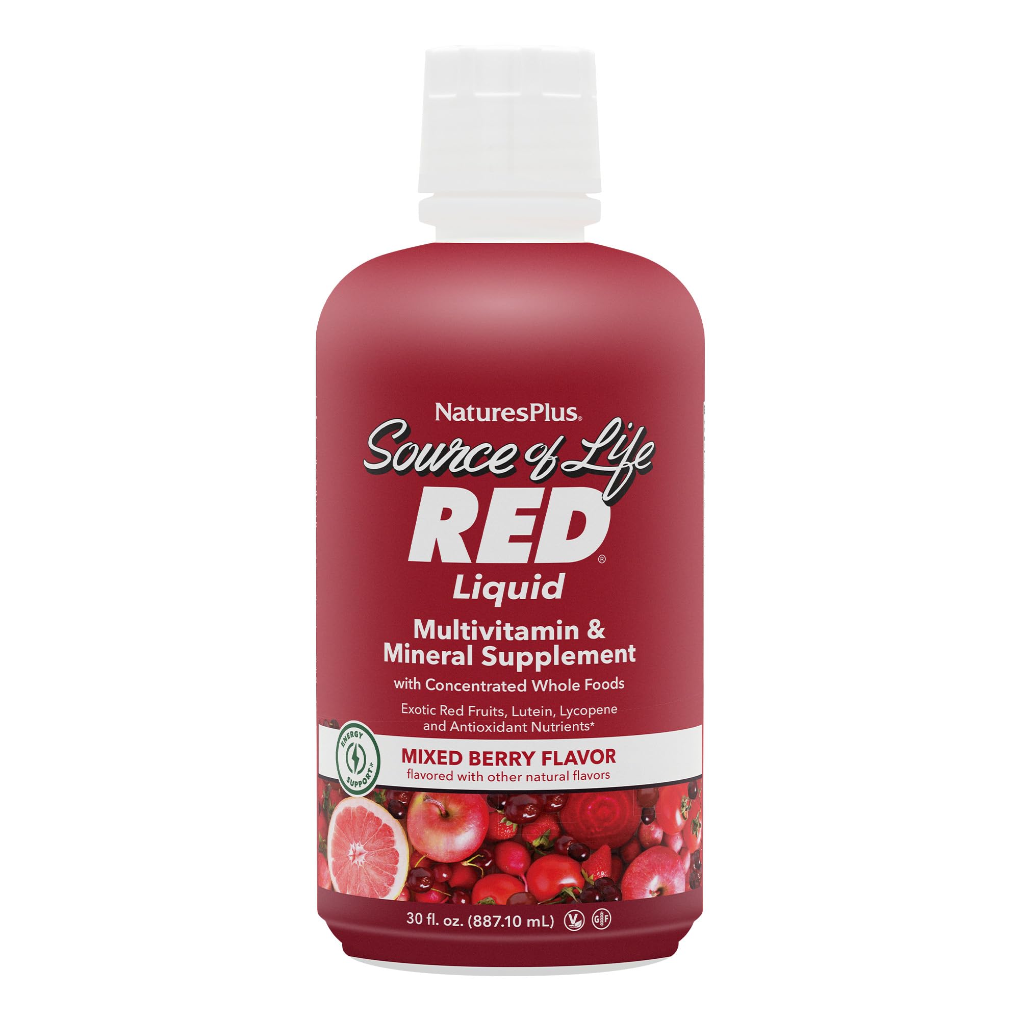NaturesPlus Source of Life RED Multivitamin Liquid - 30 oz - Energy & Immune Support - with Exotic Red Fruits, Lycopene & Lutein - Vegetarian & Gluten Free - 30 Servings NaturesPlusAu supplements