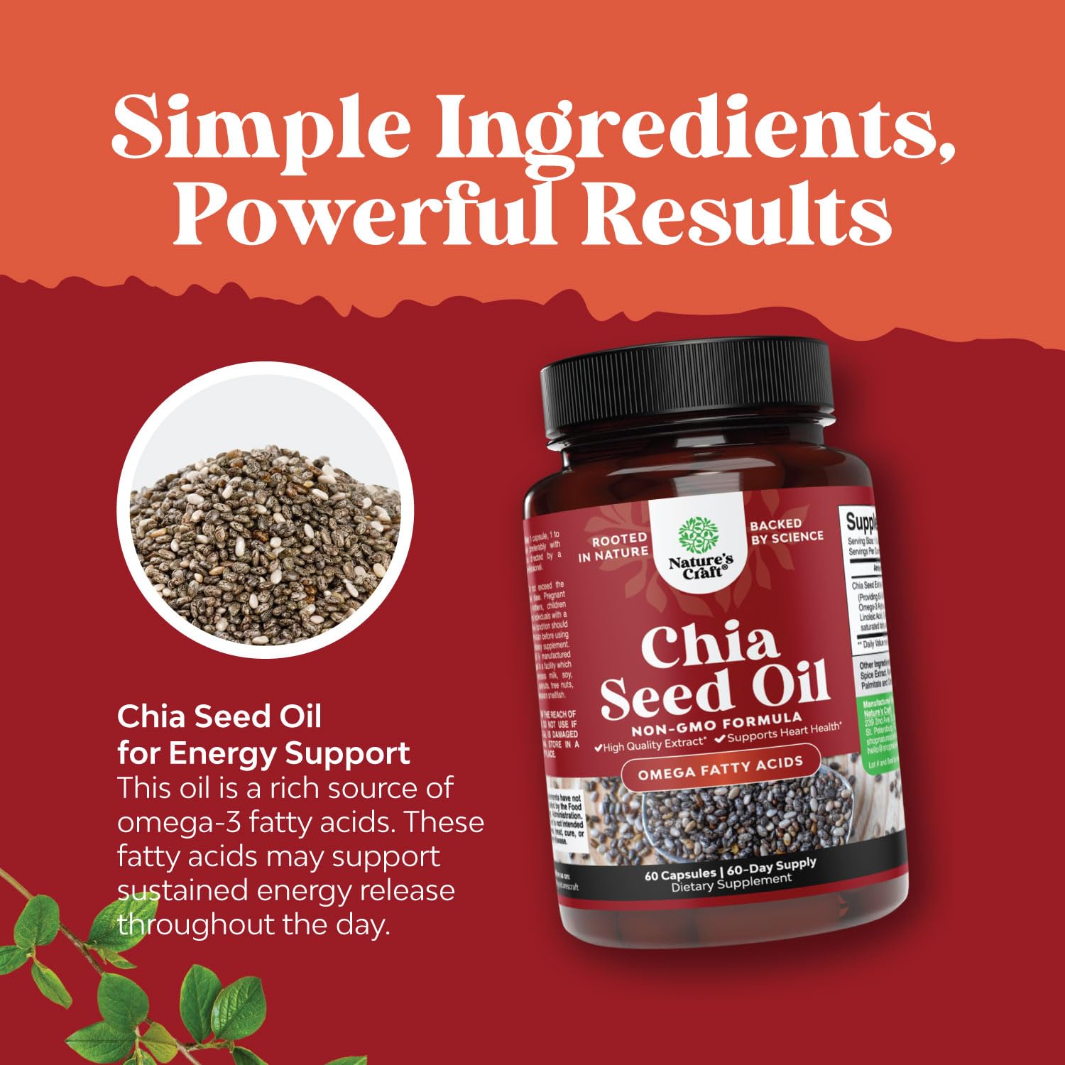 Chia Seed Oil Supplement for Weight Loss and Energy Natural Superfood Protein Metabolis Natures CraftUS supplements