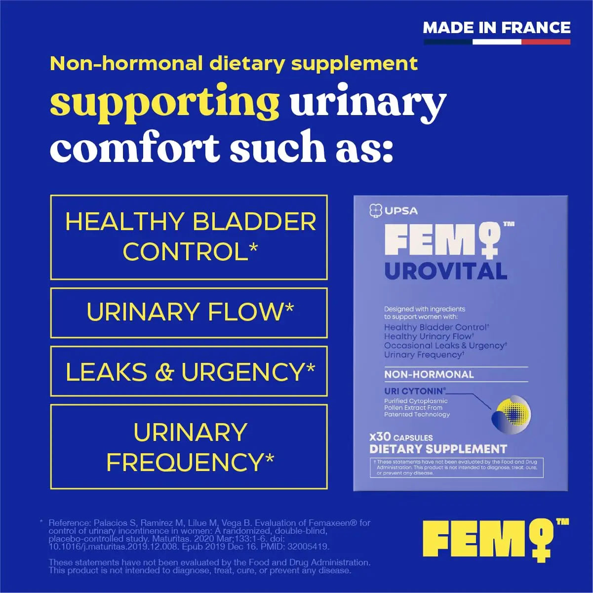 FEM Urovital Bladder Control Supplements - Overactive Bladder, Leakage & Urgency Relief - Non-Hormonal Urinary Tract Health Support for Women - 30 Capsules UpsaAu supplements