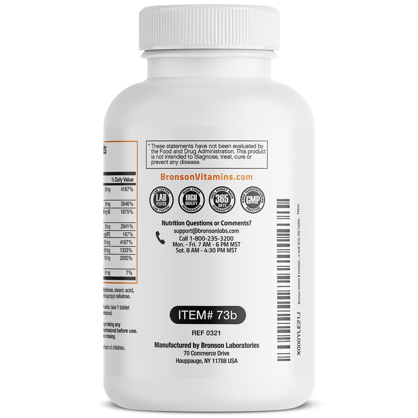 Bronson Super B Vitamin B Complex Sustained Slow Release Vitamin B1, B2, B3, B6, B9 BronsonUS supplements