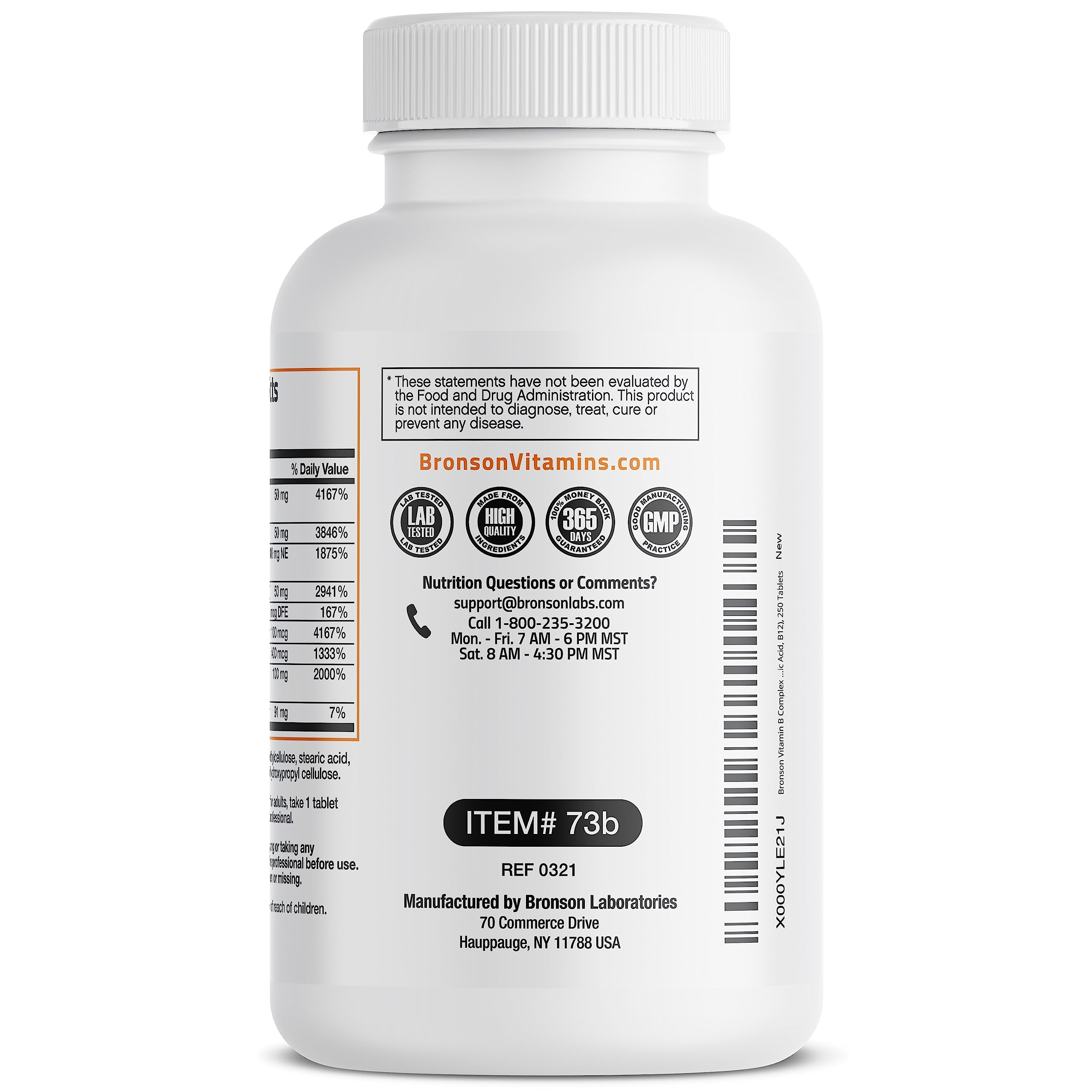 Bronson Super B Vitamin B Complex Sustained Slow Release Vitamin B1, B2, B3, B6, B9 BronsonUS supplements