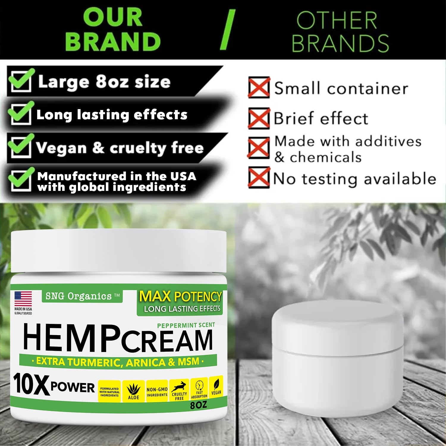 Super Natural Goods Hemp Cream with Hemp Oil, Turmeric, Arnica & Menthol – Botanical Cream with a Cooling Sensation for Localized Application (8oz) Super Natural GoodsAu supplements