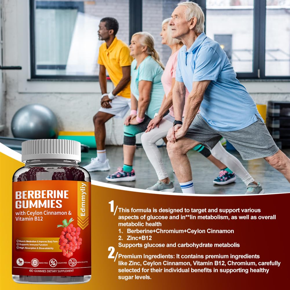 Berberine Gummies 1600mg with Ceylon Cinnamon Sugar Free High Potency Berberine EdmmyliyUS supplements