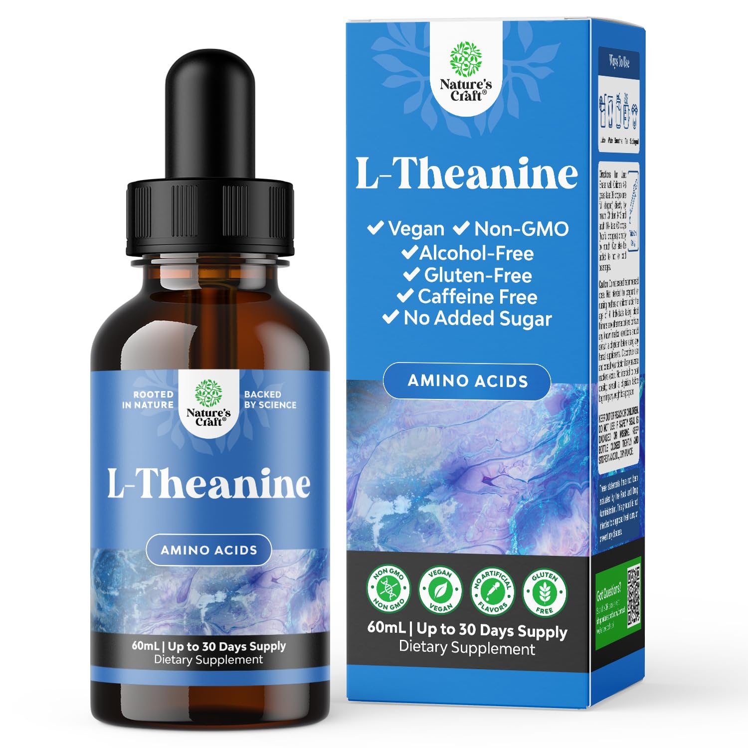 High Absorption L-Theanine Liquid Drops - Nootropic Focus Supplement with L Theanine 200mg Per Serving and Chamomile Extract Supplement for Adults and Kids Relaxation and Focus - 2 Fl Oz Natures CraftAu supplements