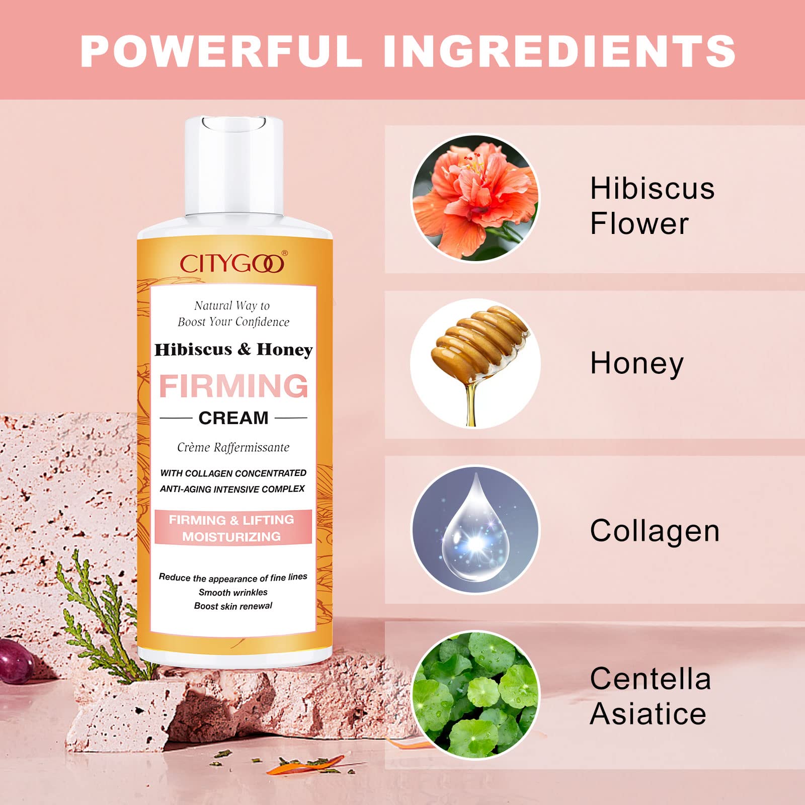Hibiscus and Honey Firming Cream, Skin Tightening Lotion, Reduces the Look of Neck Lines CITYGOOAu supplements