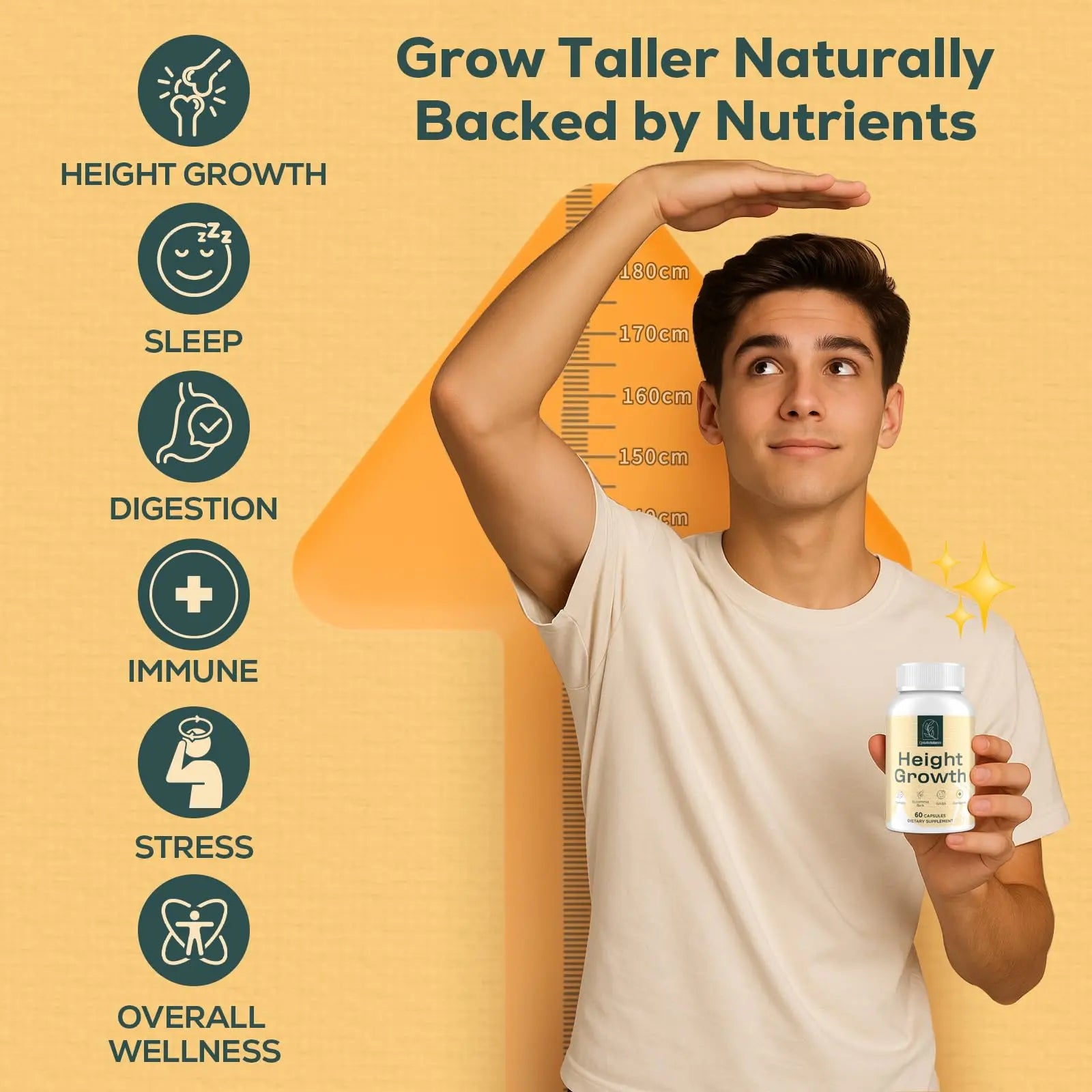 CystoRebalance 25-in 1 Bone Strength Supplement - for Natural Growth, Digestion and Stress - High Absorption - Calcium, Magnesium, Zinc, Ashwaganda and Multivitamins for Age 12+ | 60 Caps CystoRebalancenz supplements