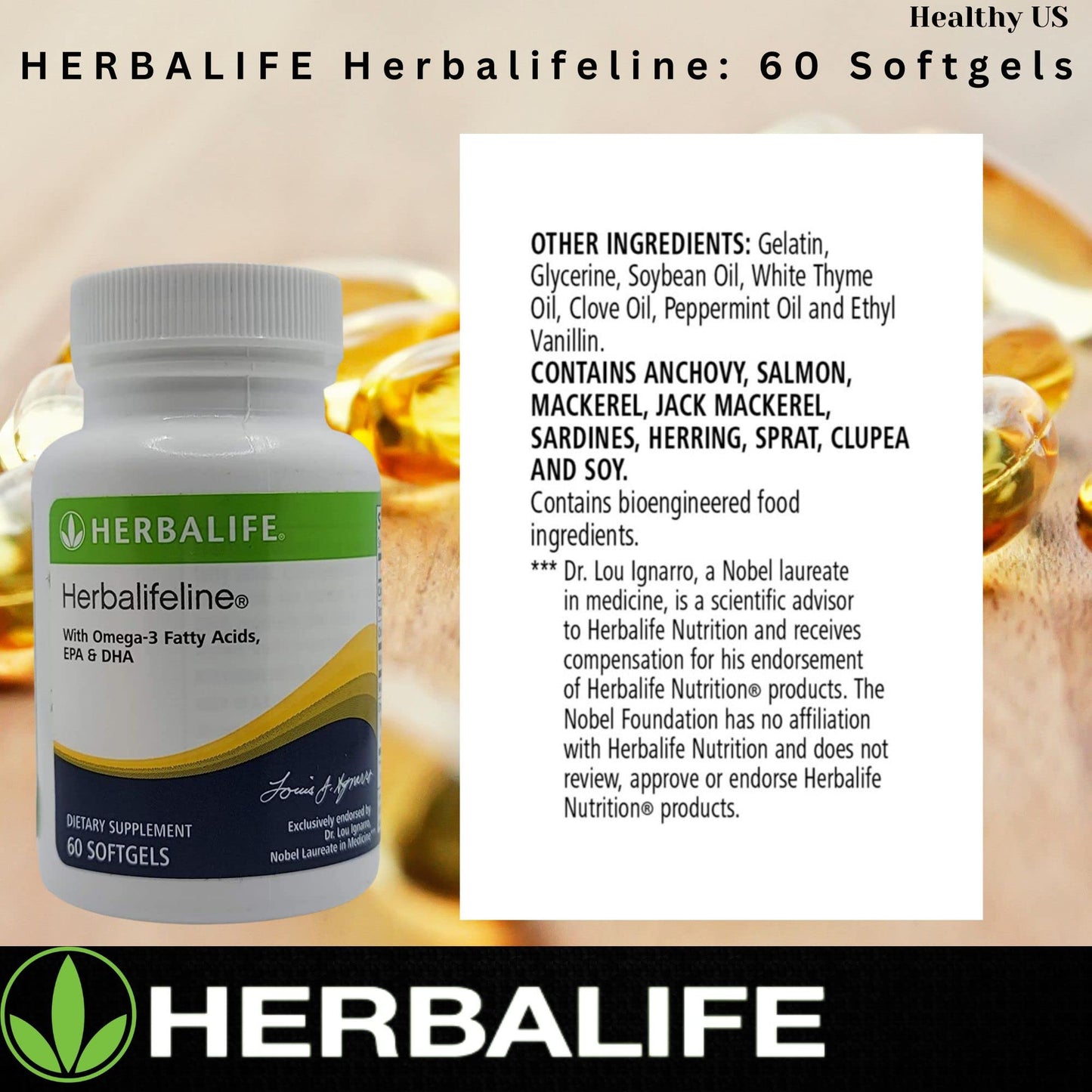 Herbalife Herbalifeline: 60 Softgels with Vitamin E, Marine Lipid Complex, Omega-3 Fatty HerbalifeUS supplements