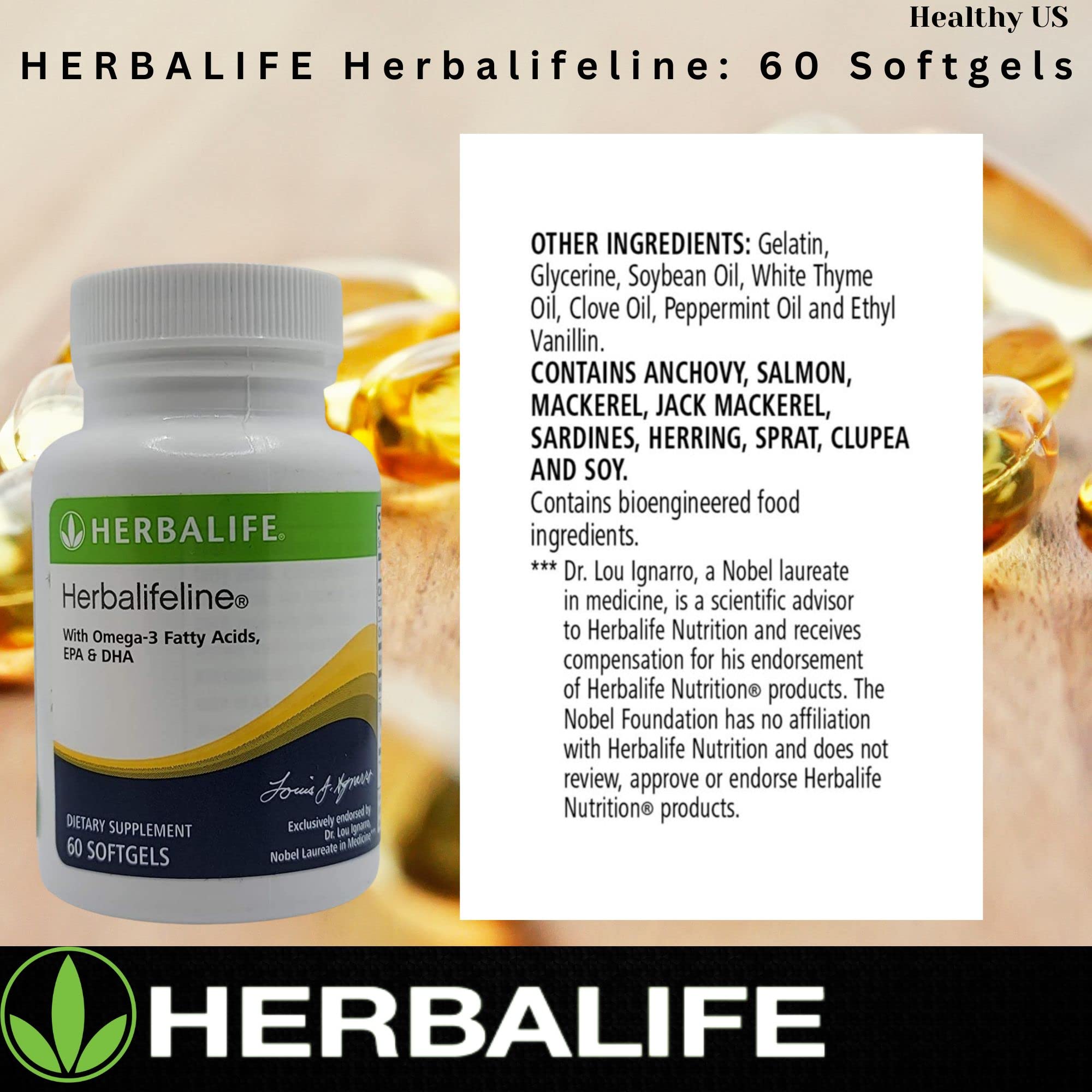 Herbalife Herbalifeline: 60 Softgels with Vitamin E, Marine Lipid Complex, Omega-3 Fatty HerbalifeUS supplements