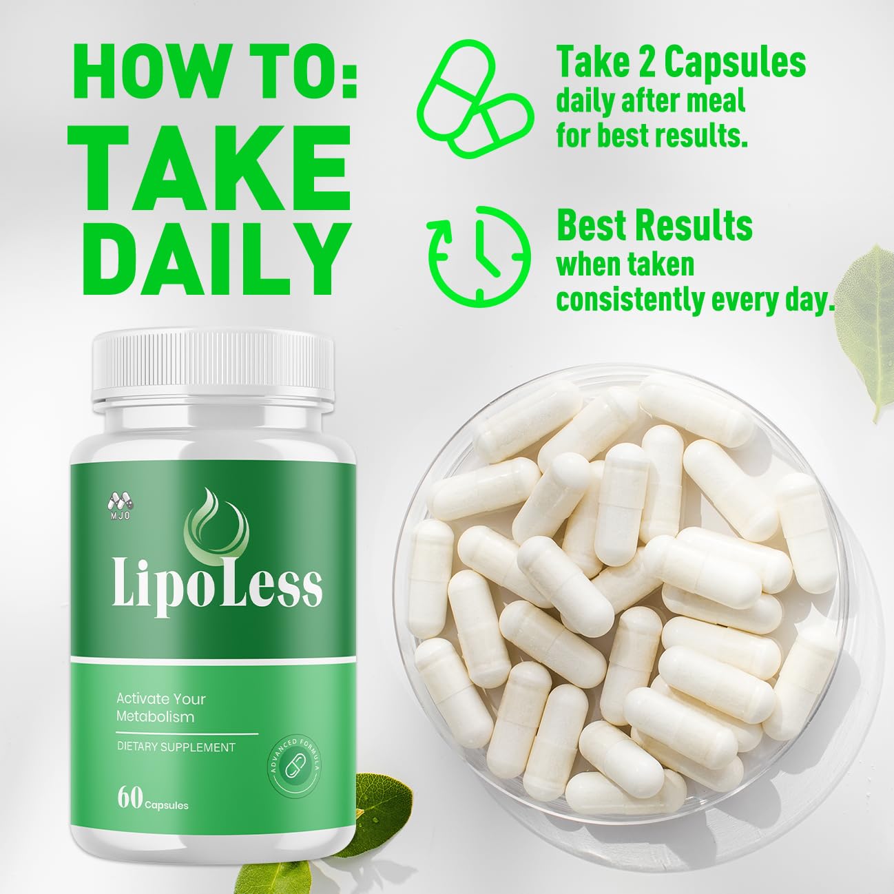 LipoLess Capsules, Official Lipo Less Supplement Pills with All Natural Ingredients, Advanced Formula for Optimal Health & Wellness Support with Premium Vitamins for Active Women & Men (60 Capsules) MJOAu supplements
