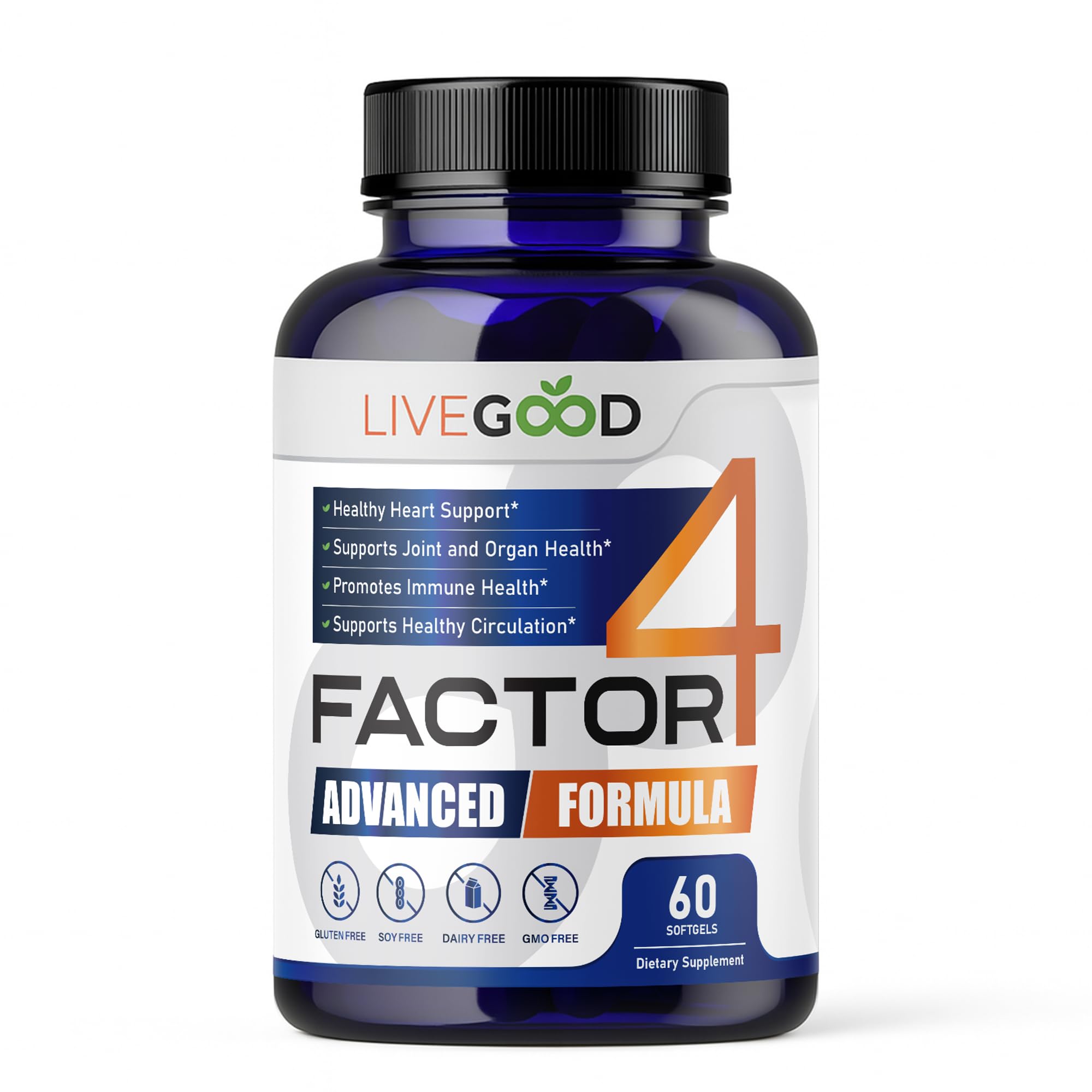 LIVEGOOD™ Factor 4, Omega 3 Fish Oil with EPA & DHA, CoQ10, and Turmeric, Advanced Q10 Coenzyme & CoQ10 Supplements, DHA Supplements for Heart, Joint & Immune Support, Made in USA, 60 Count, LIVEGOODAu supplements