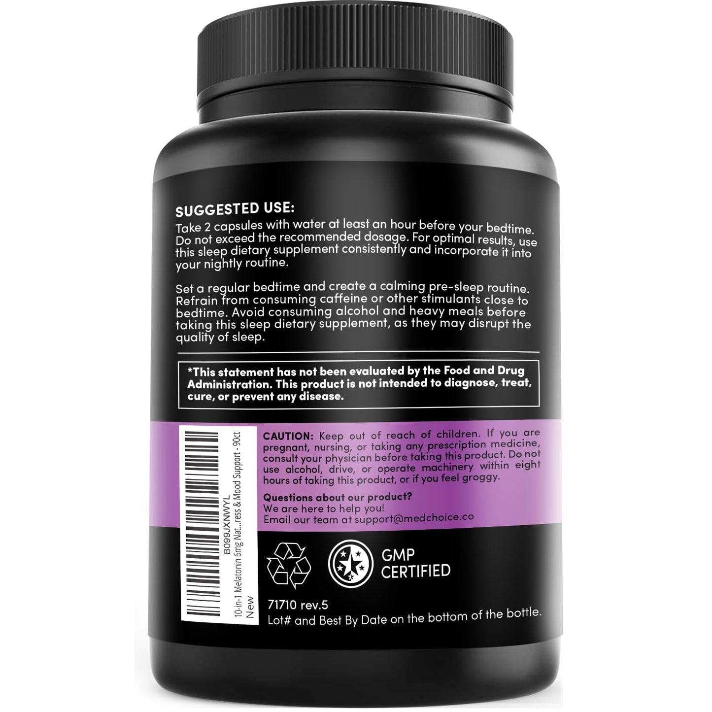 10-in-1 Melatonin Capsules - Melatonin 5mg Natural Sleep Aid for Adults MEDCHOICEUS supplements