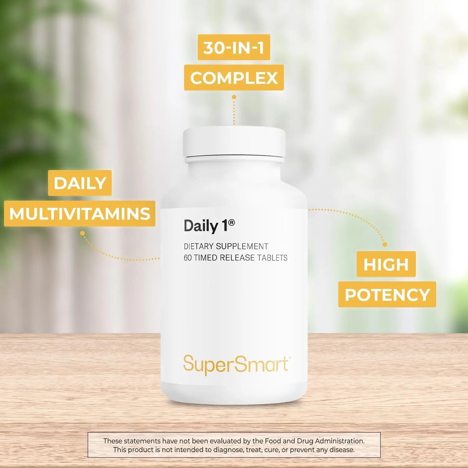 Supersmart - Daily 1® Timed Release - Multivitamin Supplement for Women & Men - with BioPQQ®, Vitamin A, B, C, D & E, Biotin, Quercetin & Fisetin | SupersmartAu supplements